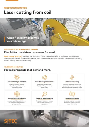 Preview of the SITEC flyer about flexible and precise laser cutting of components directly from coil material
